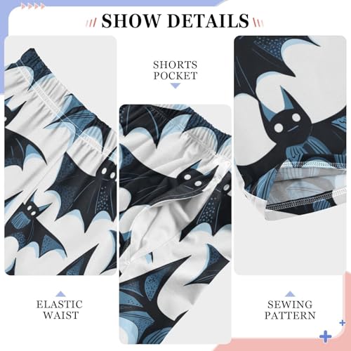Boys' Pants Blue Black Doodle Bats Long Bottoms Jogger Pants Elastic Waist Trousers with Pockets S-XL4