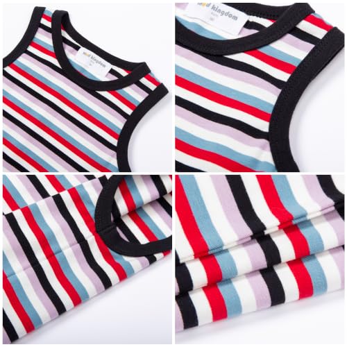 Image of Mud Kingdom Tank Tops for Little Boys Stripe Short Sleeve Crew Neck Cotton Summer Colorful Size 7-8