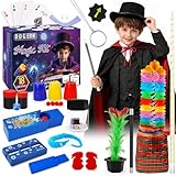 Magic Kit, Magic Tricks for Kids, Magic Set Includes Magic Wand Magician Costume, Pretend Play with Instruction for Kid Beginners, Christmas Halloween Birthday Gift Toys for Boys Girls Age 6-12