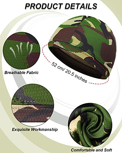Image of 9 Pcs Cooling Skull Cap Camo Liner Sweat Wicking Lightweight Cycling Cap Running Hat for Men Women