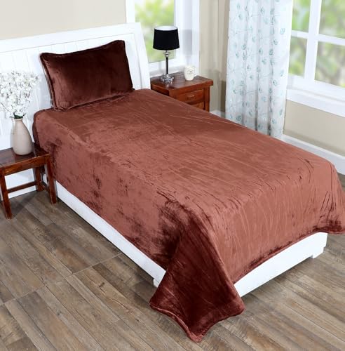 RD TREND Warm/Winter Super Soft Solid King Size Flat Single Bedsheet(90 x 60 Inch) with 1 Pillow Cover (18 x 28 Inch) Colour Coffee