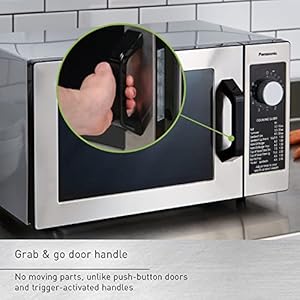 Panasonic ne 1025f compact light duty countertop commercial microwave oven with 6 minute electronic dial control timer bottom energy feed 1000w 08 cu ft capacity silver  urban country home decor