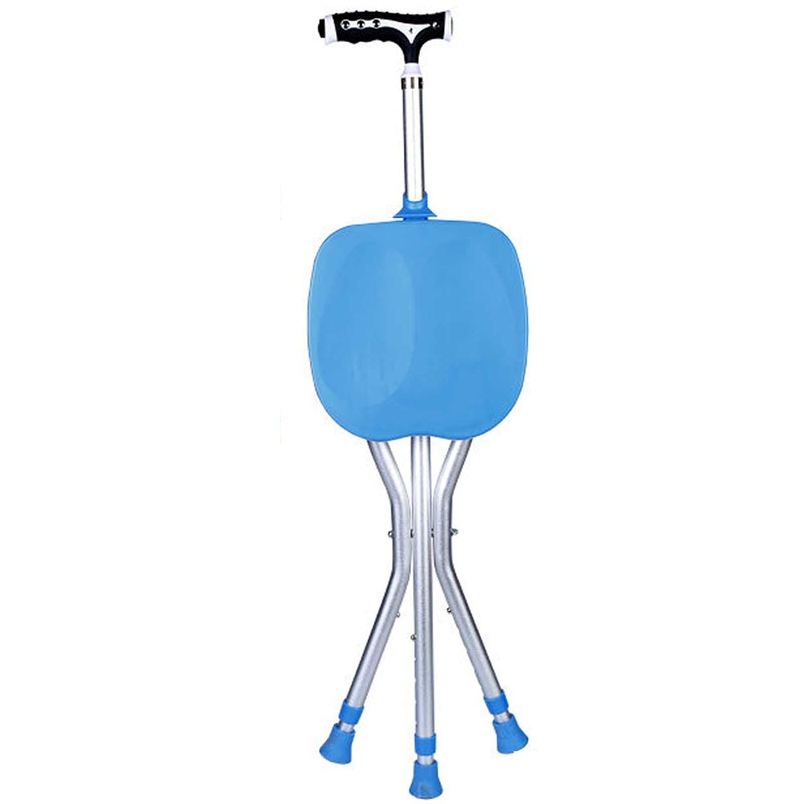 Bastón de Paseo Bastones para Mayores Asiento de bastón para caminar plegable, con bastón ajustable con luz LED, bastones de base antideslizantes de aluminio, soporte y ayuda de estabilidad para usuar