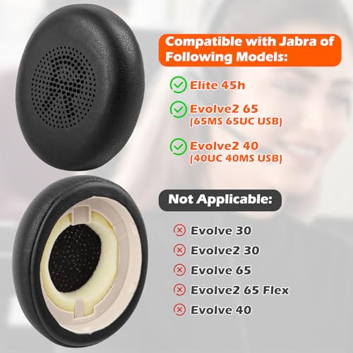 Ersatz Ohrpolster für Jabra Evolve2 65/Evolve2 40 für Jabra Elite 45H Wireless Headset Headphones Kopfhörer Ohrpolster Ersatzpolster 1 Paar… – Ansicht 3