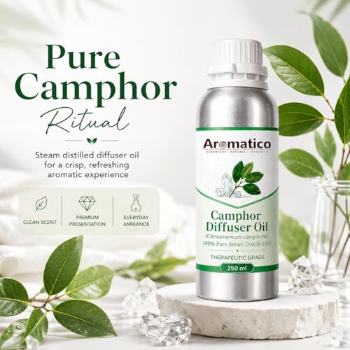 Image of Aromatico Camphor Diffuser Oil for Home Fragrance, Premium Aromatherapy Diffuser Oil, Fresh Camphor Aroma for Diffusers | Potpourri and Room Oil - 250 ml