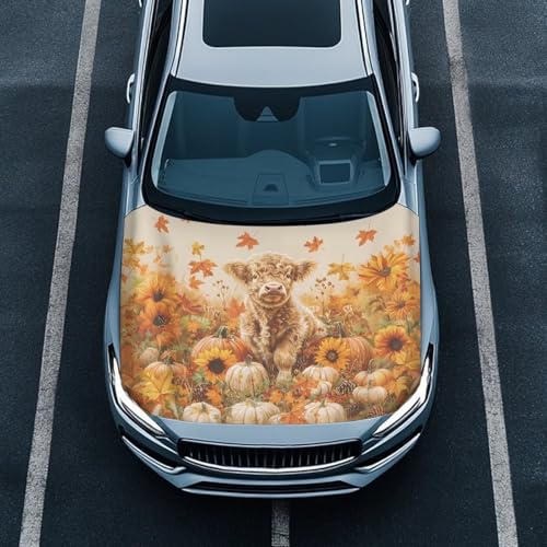 Image of Car Hood Cover All Weather Protection Auto Exterior Accessories Decor for Thanksgiving Universal Fit Hood Covers for Cars, Trucks, SUV, or Van Full Coverage