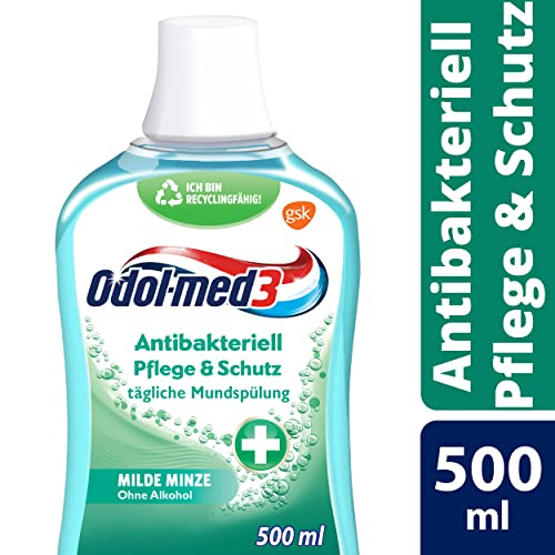 Odol-med3 Mundspülung Antibakteriell Pflege & Schutz, alkoholfreie Mundspülung, 500ml (Packung mit 5) – Bild 4