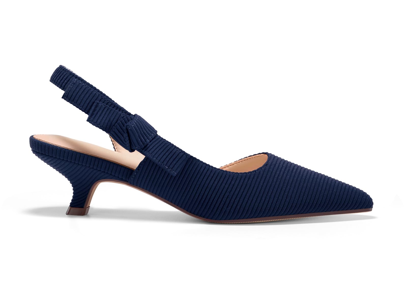 Coutgo Womens Slingback Kitten Heels Pointed Toe D’Orsay Bow Dress Shoes