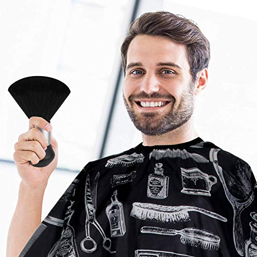 Image of FEBSNOW Barber Cape Professional Hair Cutting Cape with Neck Duster Brush | Full Coverage Haircut Apron for Adults, 47x56 inches, Adjustable Neckline, Keep Clothes Clean Dry, Home Salon Barber Supplies