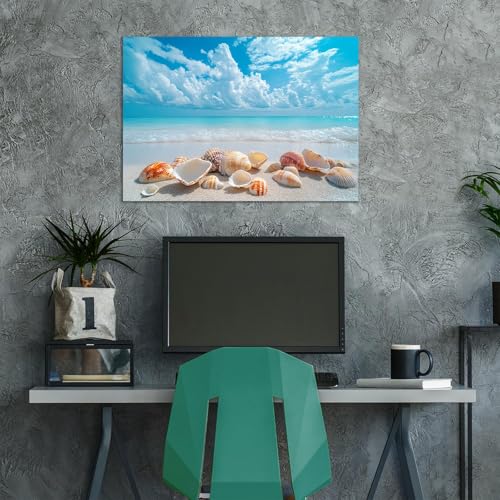 Cuadro sobre lienzo moderno y enmarcado, lienzo de playa con acabado impecable 4