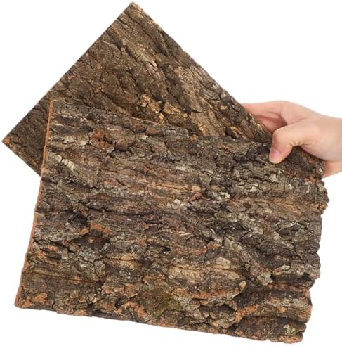DOITOOL 2 Pieces 11.8 x 7.9 Inch Cork Terrarium Backdrop, Reptile Bark, Cork Bark, Wooden Bark Terrarium Decor, Habitat Decor for Dragon, Lizard,