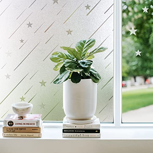 Image of CottonColors Window Film, Blindfold Sheet, UV Protection, Repositionable, 3D Window Glass Film, Privacy Stained Glass, 35.4 x 78.7 inches (90 x 200 cm) (Shooting Star 058)