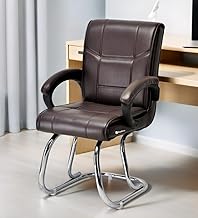 Goyal steel & furniture Executive Office Visitor Chair Home Study Reception School Chair with arm Rest and Cushioned seat Back Chair (1, Coffee, Double Pipe Frame)