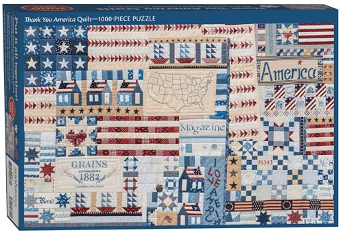 Thank You America Quilt Jigsaw Puzzle for Adults by Masako Wakayama: 1000 Pieces, Dimensions 29.5