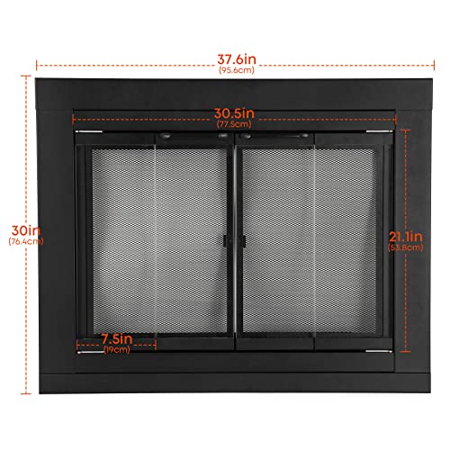Stanbroil Fireplace Glass Bi-Fold Style Door, Black Finish, Small, Decorative Fireplace Screen Door For Fireplace Accessories #TOP1