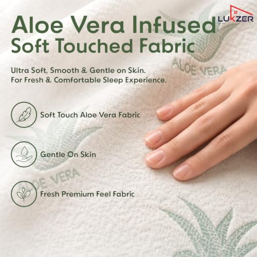 Image of Lukzer 100% Waterproof Natural Aloe Vera Mattress Protector Queen Size 75 inch x 60 inch inch | 360 Elasticated fit, Breathable, Hypoallergenic, Noiseless, Ultra-Soft Fitted Deep Pocket Bed Protector Cover