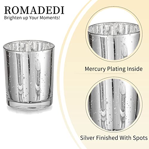Romadedi Votive Tealight Candle Holders: 18 Pcs Mercury Glass Silver Tea Lights Candle Holder Bulk For Wedding Centerpiece Table Decorations, Bridal Shower, Party Decor, Christmas 6 Set #TOP4