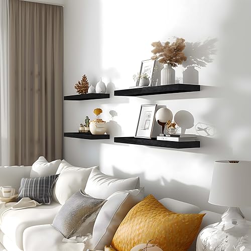 Farmhouse-Floating-Shelves-for-Wall-Rustic-Black-Wall-Shelves-for-Bedroom-Set-of-6-Wood-Shelves-for-Room-Wall Farmhouse Floating Shelves for Wall Rustic Black Wall Shelves for Bedroom Set of 6 Wood Shelves for Room Wall