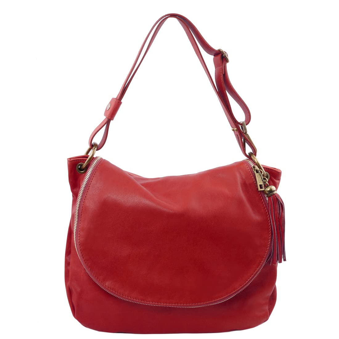 Tuscany Leather - TL Bag - Soft leather shoulder bag with tassel detail - TL141110