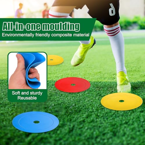Dokeno Juego de 24 Discos Marcadores de Fútbol Antideslizantes, Conos Planos Coloridos con Soporte de Almacenamiento, Conos Futbol Planos, Conos Entrenamientode Flexibles para fútbol (Ø 15CM) - imagen 5