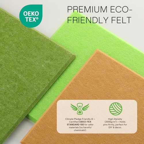 Image of MaxGear Large Cork Board for Wall 36 inch x 24 inch, Fruit Green Bulletin Board, 6 Pack Felt Wall Tiles with Pushpins, Cork Boards for Office Pin Board Tack Board Cork Boards