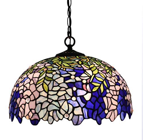 Lampe suspendue de style vintage YRYRYW lustre en verre taché 16 pouces pour plafond de maison