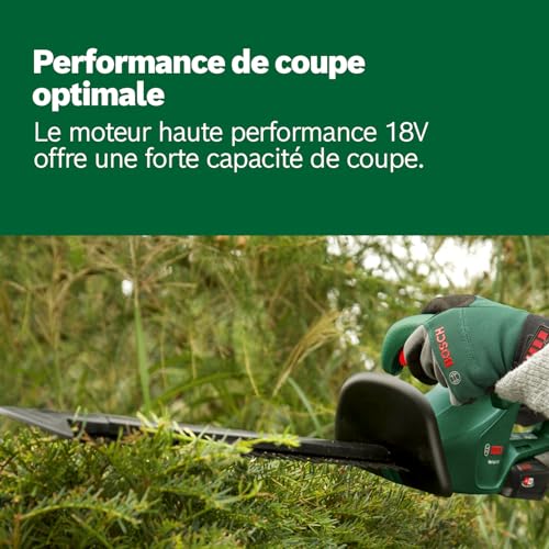 Bosch Taille-Haies sans Fil - EasyHedgeCut 18-45 (2 Batteries, système 2,0 Ah, 18 Volts, Longueur de Lame 45 cm, en Emballage Carton)