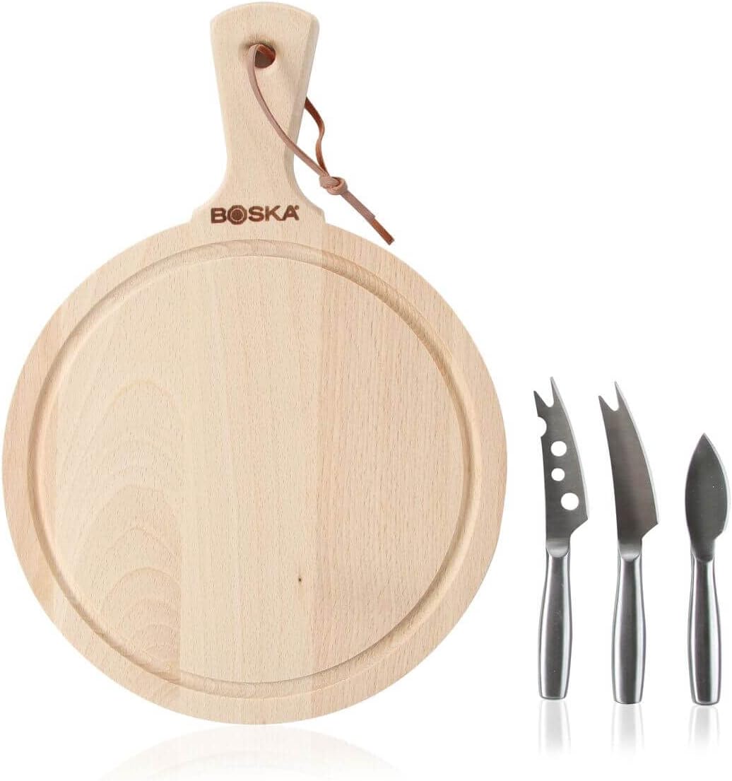 Boska Wooden Cheese Board Set - Amigo Best For Cheese, Tapas, Bread, and Desserts Presentation - Board Slab with Non-Slip Feet - Cutting and Charcuterie Board - Dishwasher Safe