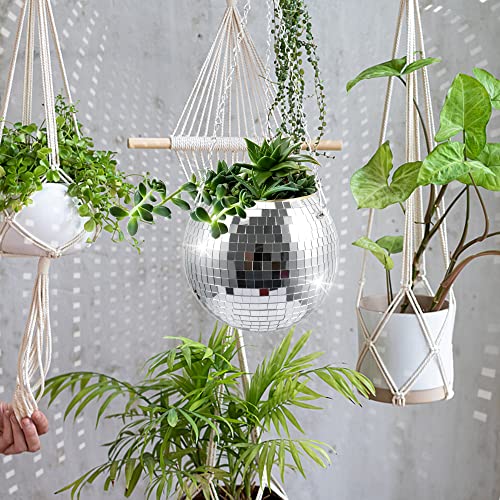 Bochino Disco Ball Planter, 8" Hanging Planters For Indoor Plants Mirror Disco Ball Plant Hanging Pots With Chain Hanging Pot Disco Ball Decor #TOP7
