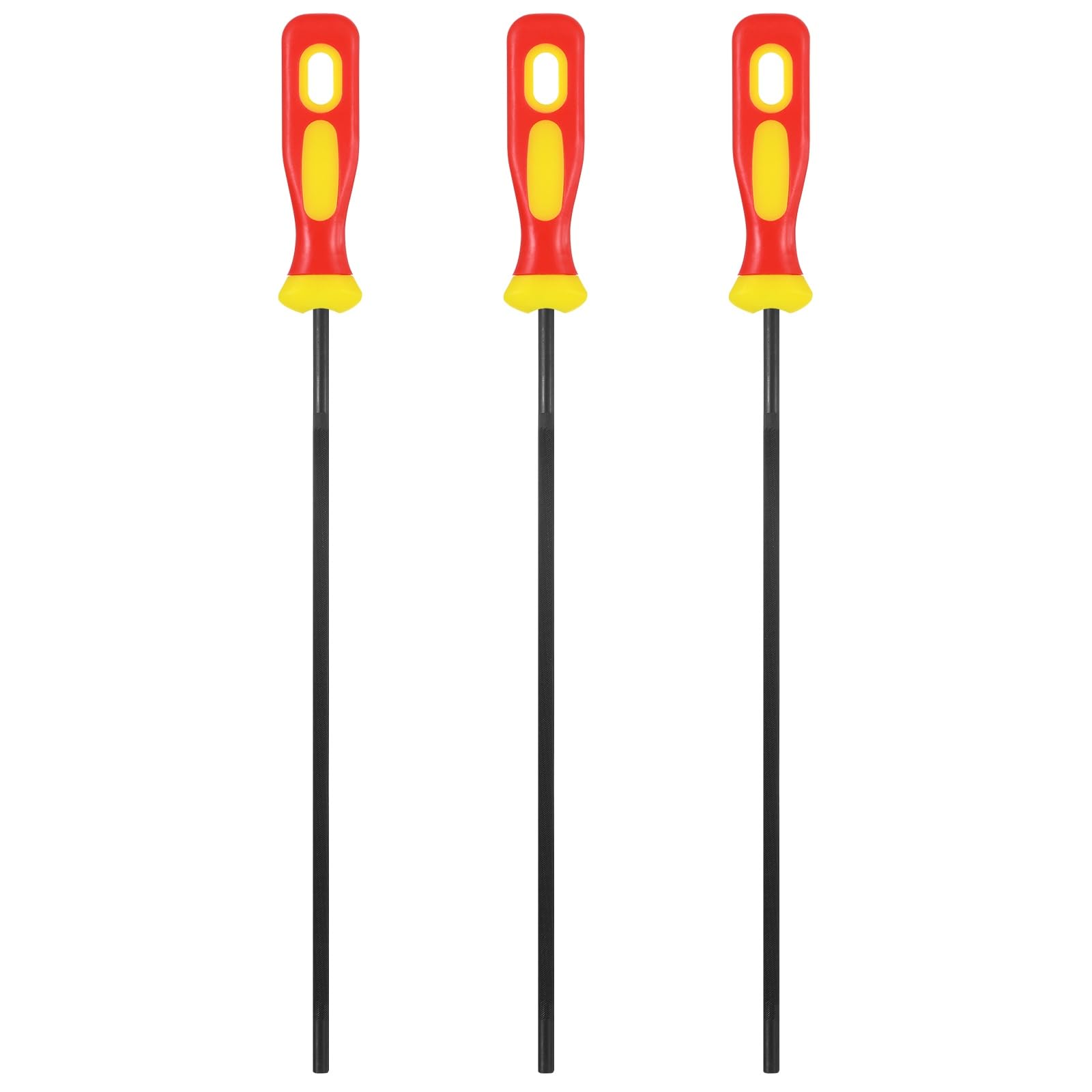 TIXIPEM Chain Saw Sharpening File with Plastic Handle[3pcs] Round Sharpening File Steel Chain Saw for Chainsaw&Woodworking [Black,Red Yellow- 3/16 Inch]