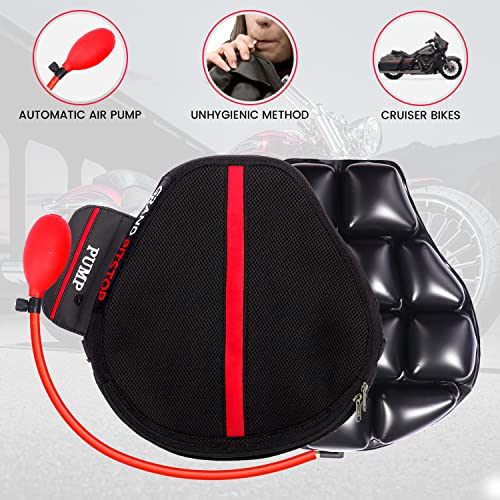 Image of GRAND PITSTOP Inflatable Air Seat Cushion with Pump | Breathable Mesh Cover & Non-Skid Bottom | Ideal for Medical, Office, Home, Motorcycle, Car Lumbar Support