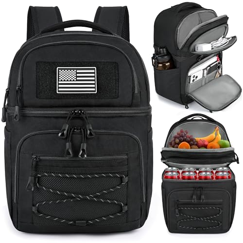 MOZETO Lunch Cooler Backpack Double Deck Lunch Box Backpack Insulated Leakproof Compartments Coolers Bag for Beach Travel Picnic Lunch Hiking BBQ Camping