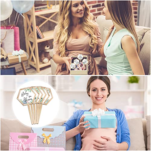 48 Pcs Baby in Bloom Succulent Tags Baby Shower Plant Stakes Labels Wooden Garden Marker Plant Signs for Succulent Markers Potted Flower (Baby Style)