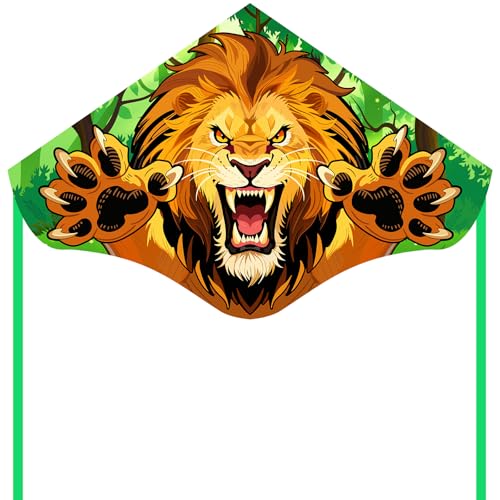 YFAFENGS Large Lion Delta Kite Easy to Fly for Adults & Kids, Comes with Reel and String, Perfect for Beach, Christmas, Park and Outdoor Family Fun