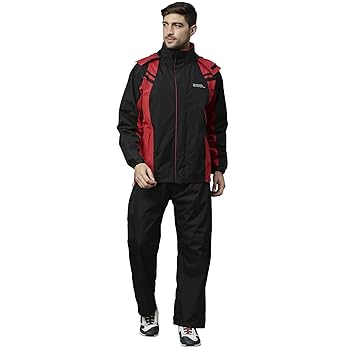 ZEEL Rain Coat for Men Waterproof for Bike Riders with Adjustable Hood along with inner pockets,Waterproof Raincoat with Polyester Jacket,Pants and Waterproof Drawstring Bag - image, photos