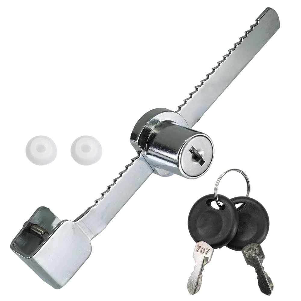 Ciciment Silver Sliding Glass Door Ratchet Lock, No-Drill Showcase Lock With Key, Secure Cabinet And Terrarium Lock For Display Cases And Reptile Vivariums