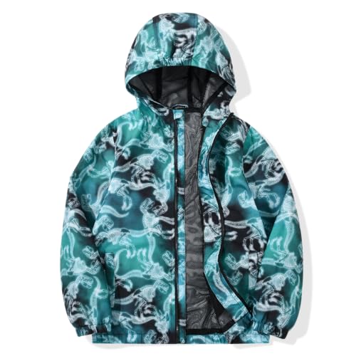 Image of SUNDAY ROSE Boys Windbreaker Jacket Hooded Lightweight Windroof Water-resistant Outdoor Coats for Kids