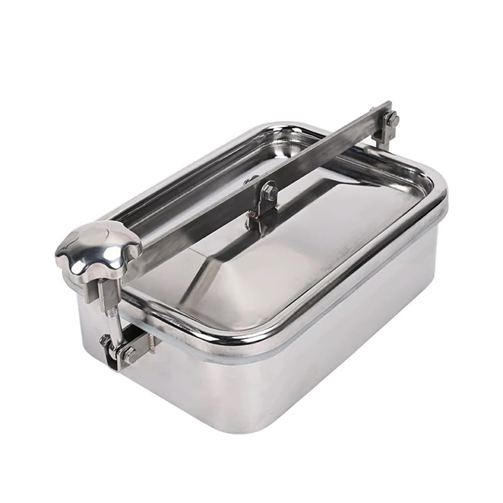 Stainless Rectangul Non-Pressure Manway Tank Door 316 Stainless Steel Square Food Grade Quick Opening Mirror face Manhole Cover?L 250×W 150mm?