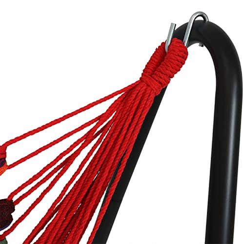 Sunnydaze Hanging Rope Hammock Chair With Space-Saving Stand - Hanging Chair With Stand For Backyard & Patio - 330-Pound Capacity - Sunset #TOP3