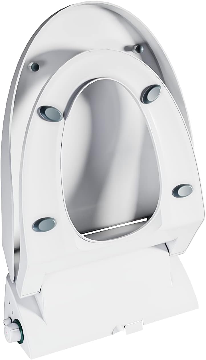 ELEGANT Smart Bidet Toilet Seat with 316 Stainless Steel Self-Cleaning Nozzle, LED Nightlight, Remote Control, Warm Air Dryer, Heated Seat, Soft Closing Seat Bidet Elongated Toilet