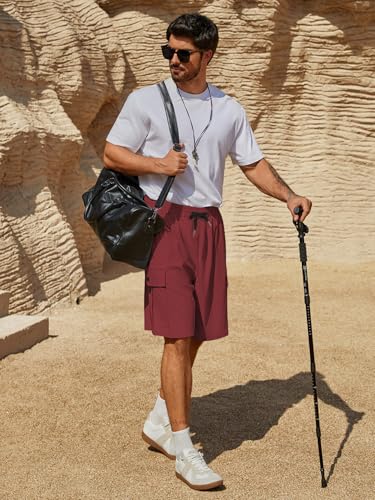 Image of Hardaddy Men's Casual Stretch Cargo Shorts Classic Drawstring Elastic Waist Relaxed Fit Work Short with 5 Pockets