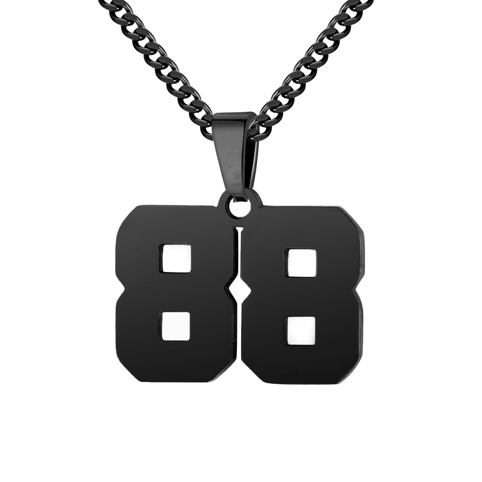 Number Necklace for Boy 0-99 Athletes Jersey Number Necklace Stainless Steel Chain 22+2 inch Personalized Number Charm P