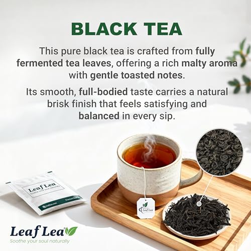 Image of LeafLea Premium Black Tea Bags, Rich Robust Loose-Leaf Style Brew, 80 Count