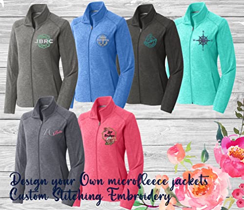 INK STITCH Women L235 Custom Design Your Own Stitching Logo Texts Heather Microfleece Jackets - 4 Colors2