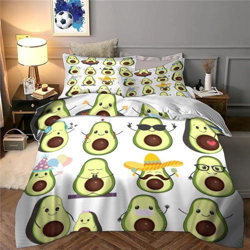 Housse de couette avocat 140x200 lit simple microfibre imprimé 3D ado
