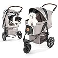 Hauck TOGfit Pet Roadster - Luxury Pet Stroller for Puppy, Senior Dog or Cat | Easy Foldable Three Wheels Travel Pet Jogger max. Loading 70 lb, Mattress Included - Gray