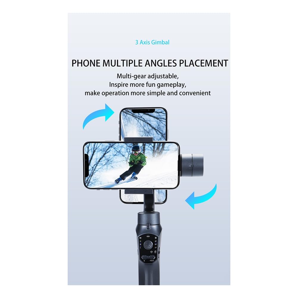 Estabilizador de Cardán de 3 Ejes para Teléfonos Inteligentes, Seguimiento Compatible con Aplicaciones, Zoom con Rueda, Automática de Fotografías Panorámicas