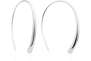 Handmade Open Hoops Threader Earrings: Minimalist Sterling Silver Earrings for Women