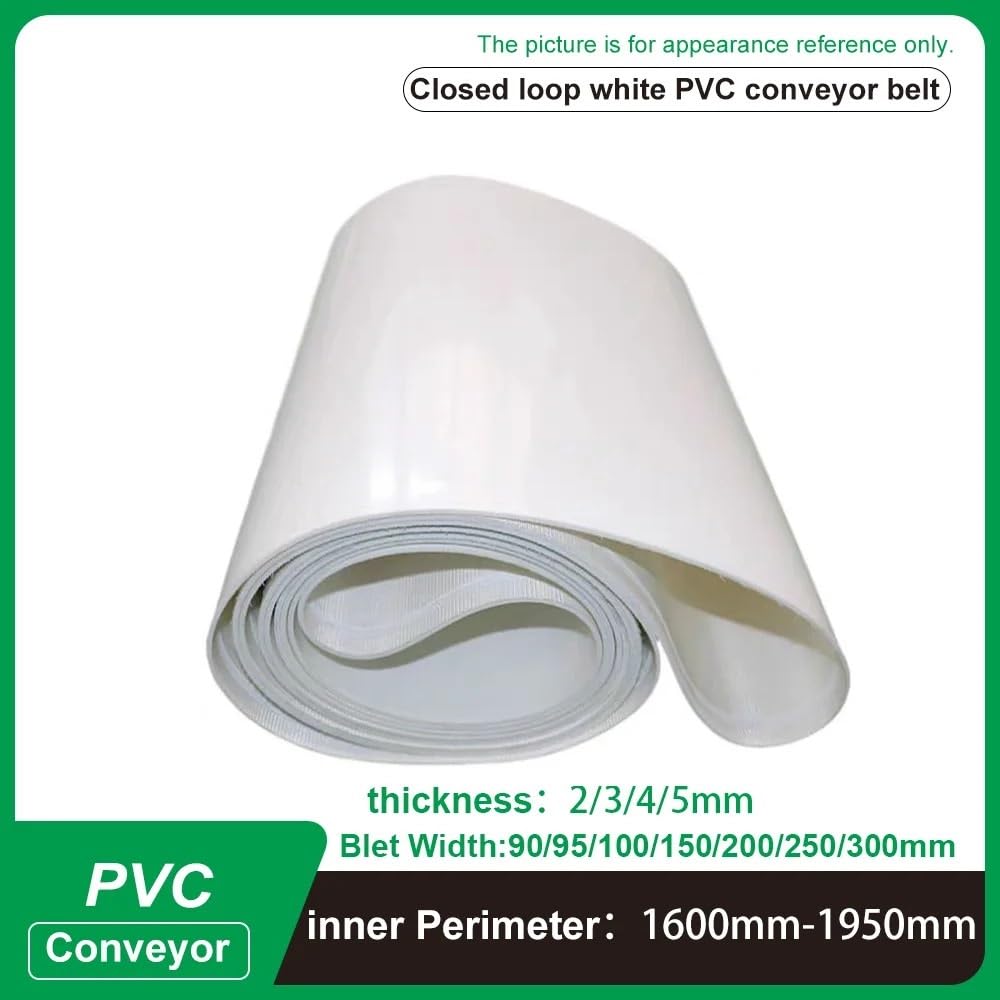 Biały przenośnik taśmowy z PVC 1600-1950 mm Obwód 90 mm szerokość (1900 mm,1mm grubości -1 szt.)