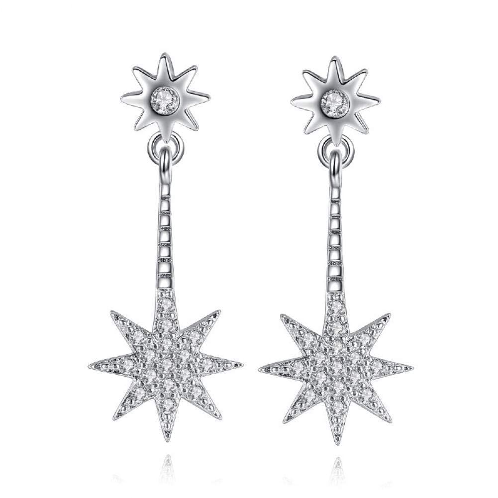 Pendientes de tuerca 925 de estrella con cristal para mujer 6